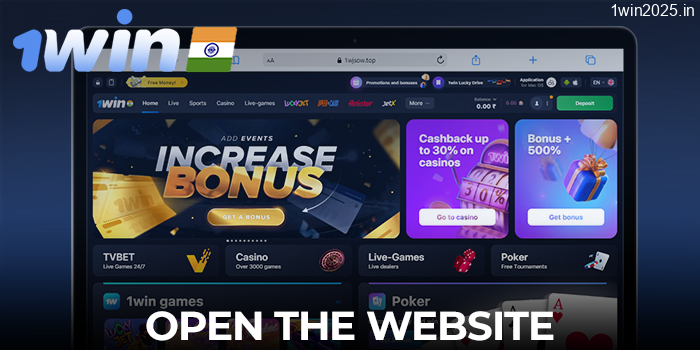 Open the official 1win website