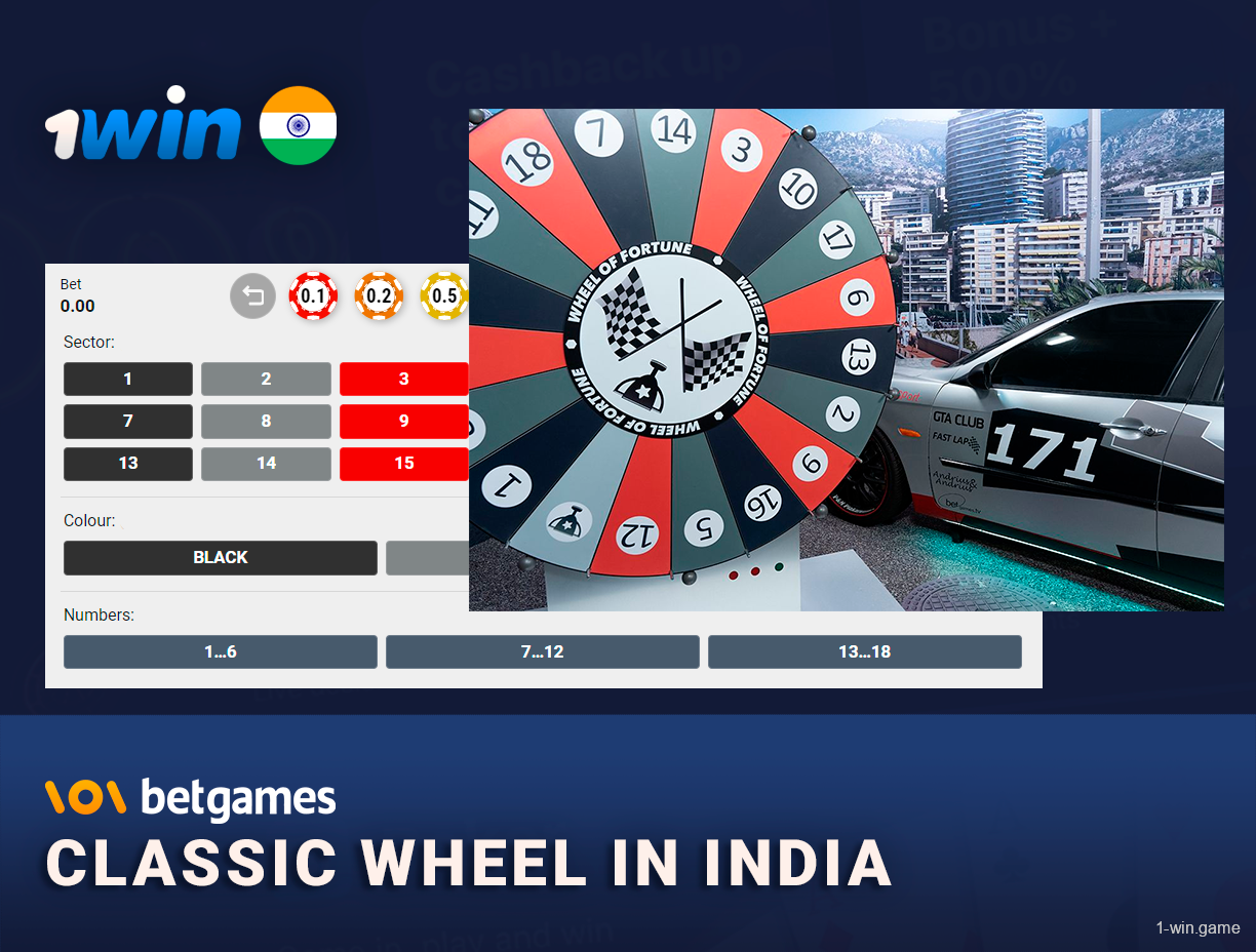 1Win Betgames Classic Wheel Game with live broadcast