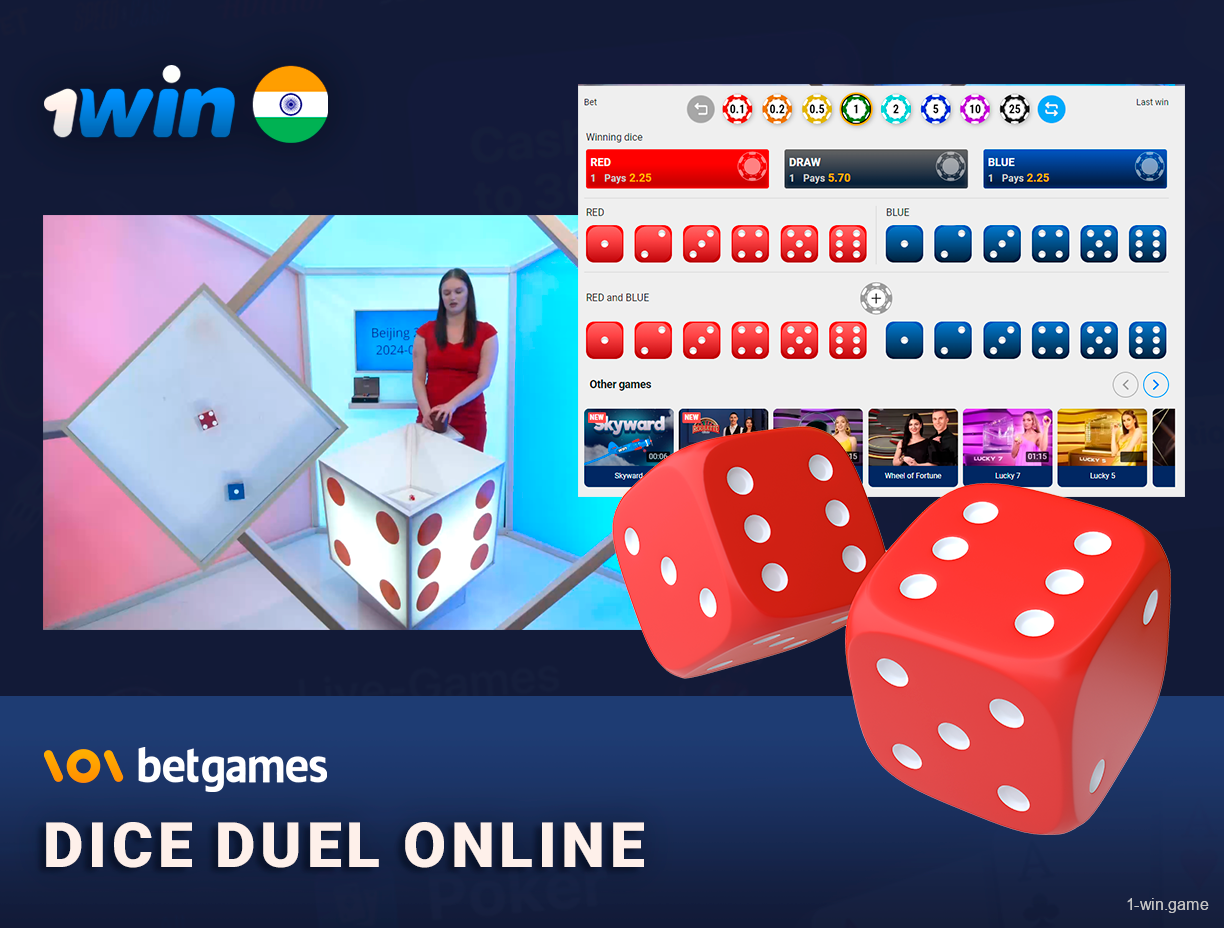 1Win Dice Duel Online is a Live Bet Game based on dice rolling