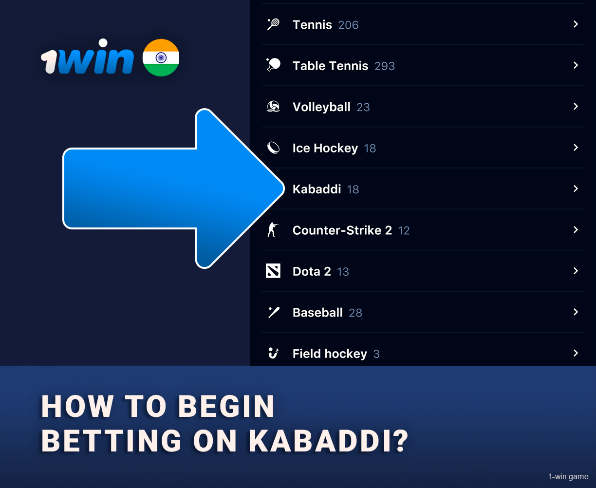 How to begin betting on kabaddi at 1Win