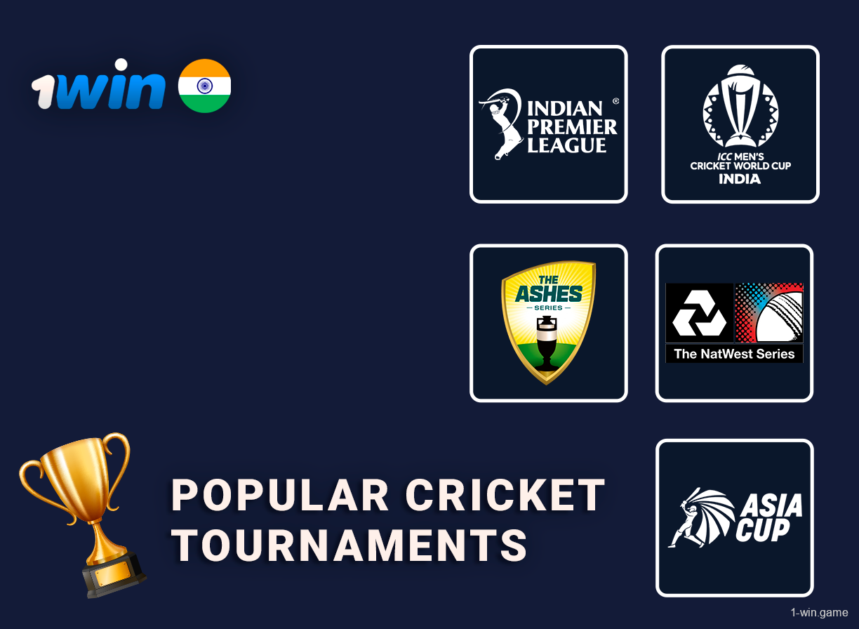 Indian Players can bet on every popular cricket tournaments at 1Win Sports