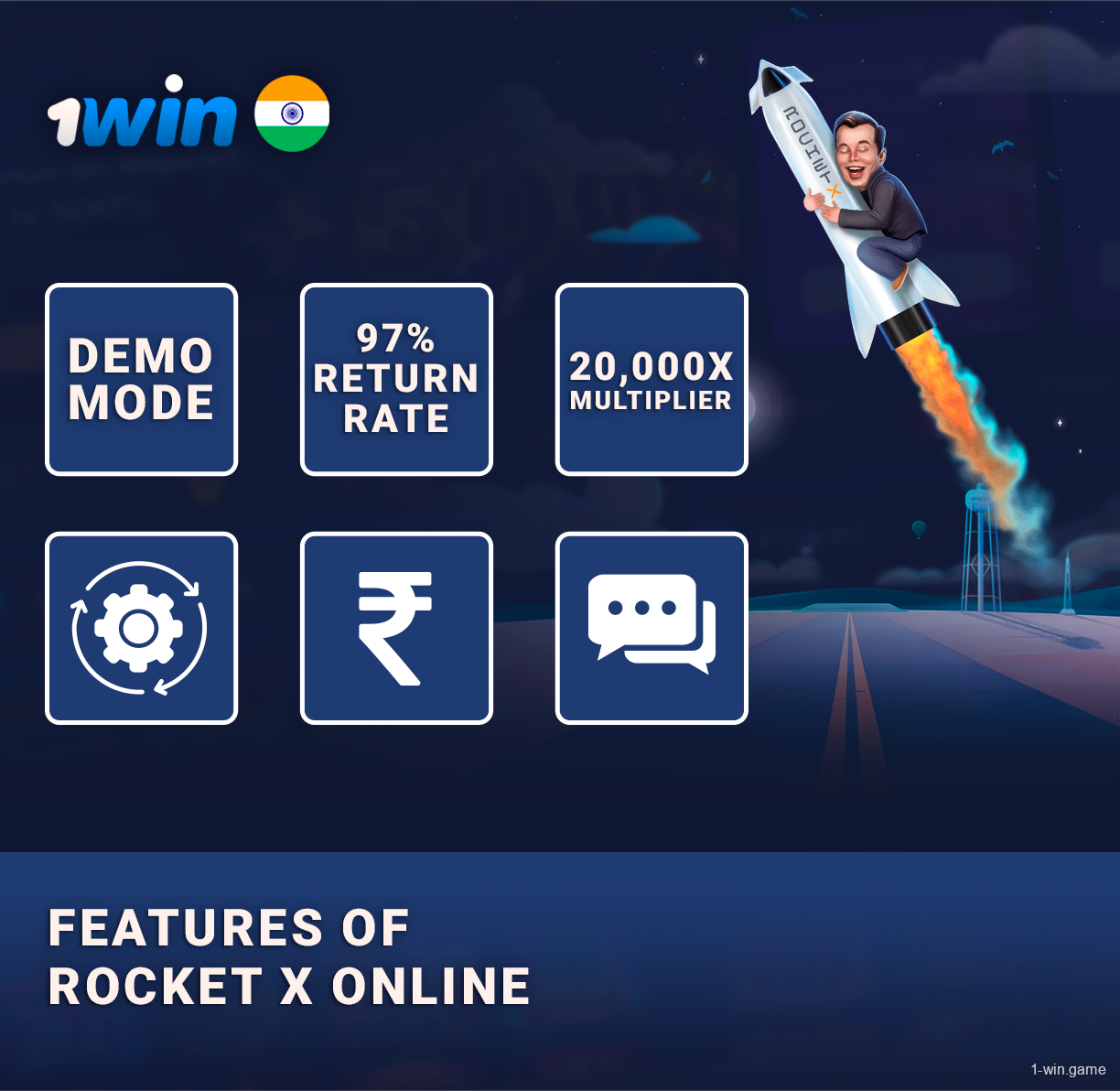 Features of Playing Rocket X Crash Casino game at 1Win